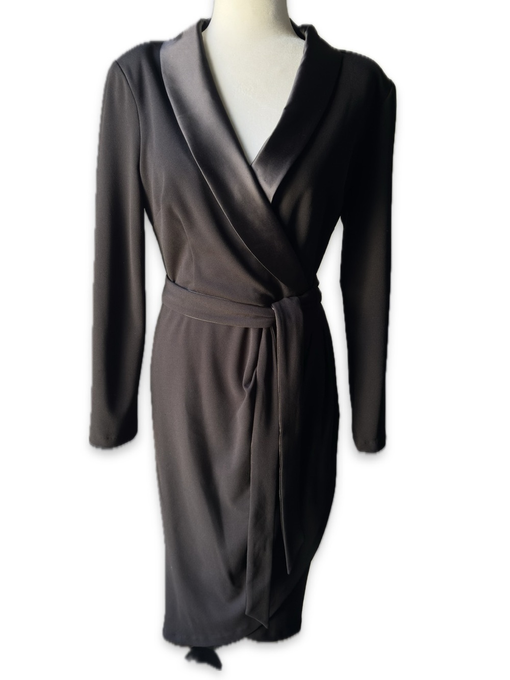 Adrianna Papell Long Sleeve Crepe Tuxedo Dress